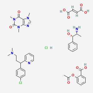 molecular formula C46H55Cl2N7O11 B590661 2-acetyloxybenzoic acid;(1S,2R)-2-amino-1-phenylpropan-1-ol;(E)-but-2-enedioic acid;3-(4-chlorophenyl)-N,N-dimethyl-3-pyridin-2-ylpropan-1-amine;1,3,7-trimethylpurine-2,6-dione;hydrochloride CAS No. 138331-08-5