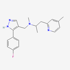 molecular formula C20H23FN4 B5906712 N-[[5-(4-fluorophenyl)-1H-pyrazol-4-yl]methyl]-N-methyl-1-(4-methylpyridin-2-yl)propan-2-amine 