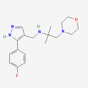 molecular formula C18H25FN4O B5906810 N-[[5-(4-fluorophenyl)-1H-pyrazol-4-yl]methyl]-2-methyl-1-morpholin-4-ylpropan-2-amine 