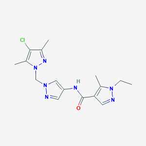 molecular formula C16H20ClN7O B5906881 N~4~-{1-[(4-CHLORO-3,5-DIMETHYL-1H-PYRAZOL-1-YL)METHYL]-1H-PYRAZOL-4-YL}-1-ETHYL-5-METHYL-1H-PYRAZOLE-4-CARBOXAMIDE 