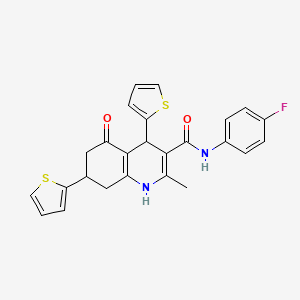 molecular formula C25H21FN2O2S2 B5906925 N-(4-FLUOROPHENYL)-2-METHYL-5-OXO-4,7-DI(2-THIENYL)-1,4,5,6,7,8-HEXAHYDRO-3-QUINOLINECARBOXAMIDE 
