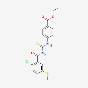 molecular formula C18H17ClN2O3S2 B5907271 ETHYL 4-[({[2-CHLORO-5-(METHYLSULFANYL)BENZOYL]AMINO}CARBOTHIOYL)AMINO]BENZOATE 
