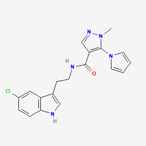 molecular formula C19H18ClN5O B5907280 N-(2-(5-chloro-1H-indol-3-yl)ethyl)-1-methyl-5-(1H-pyrrol-1-yl)-1H-pyrazole-4-carboxamide 