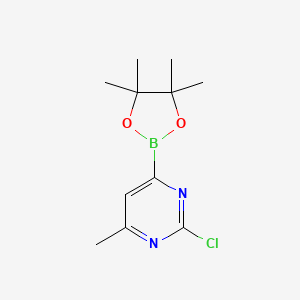 molecular formula C11H16BClN2O2 B590763 2-Chloro-4-methyl-6-(4,4,5,5-tetramethyl-1,3,2-dioxaborolan-2-YL)pyrimidine CAS No. 1310405-15-2