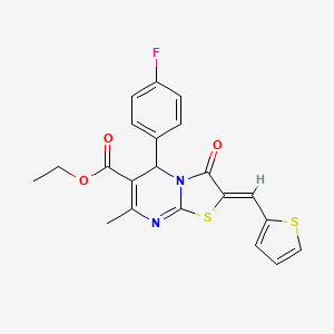 molecular formula C21H17FN2O3S2 B5907715 ethyl (2Z)-5-(4-fluorophenyl)-7-methyl-3-oxo-2-(thiophen-2-ylmethylidene)-2,3-dihydro-5H-[1,3]thiazolo[3,2-a]pyrimidine-6-carboxylate 