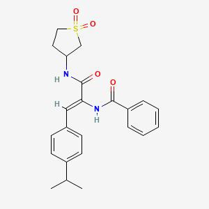 molecular formula C23H26N2O4S B5907927 N-{(1Z)-3-[(1,1-dioxidotetrahydrothiophen-3-yl)amino]-3-oxo-1-[4-(propan-2-yl)phenyl]prop-1-en-2-yl}benzamide 