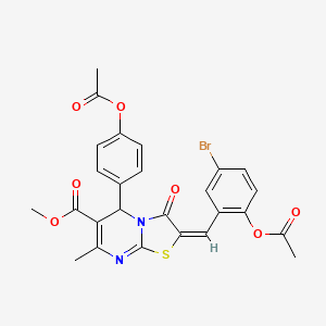 molecular formula C26H21BrN2O7S B5907929 methyl (2E)-2-[(2-acetyloxy-5-bromophenyl)methylidene]-5-(4-acetyloxyphenyl)-7-methyl-3-oxo-5H-[1,3]thiazolo[3,2-a]pyrimidine-6-carboxylate 
