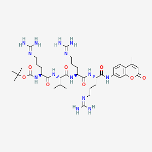 molecular formula C38H62N14O8 B590805 Boc-arg-val-arg-arg-amc CAS No. 136132-77-9