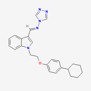 molecular formula C25H27N5O B5908285 N-[(E)-{1-[2-(4-cyclohexylphenoxy)ethyl]-1H-indol-3-yl}methylidene]-4H-1,2,4-triazol-4-amine 