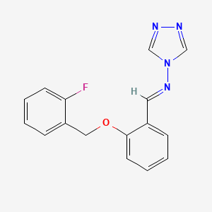 molecular formula C16H13FN4O B5908295 N-[(E)-{2-[(2-fluorobenzyl)oxy]phenyl}methylidene]-4H-1,2,4-triazol-4-amine 