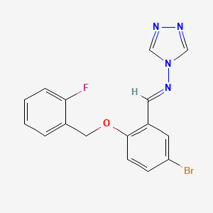 molecular formula C16H12BrFN4O B5908367 N-[(E)-{5-bromo-2-[(2-fluorobenzyl)oxy]phenyl}methylidene]-4H-1,2,4-triazol-4-amine 