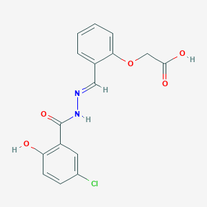 molecular formula C16H13ClN2O5 B5908394 2-[2-[(E)-[(5-chloro-2-hydroxybenzoyl)hydrazinylidene]methyl]phenoxy]acetic acid 