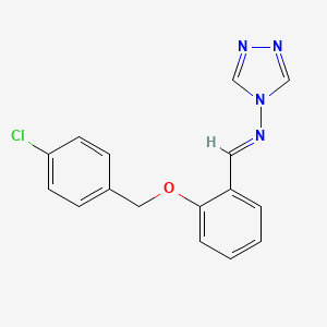 molecular formula C16H13ClN4O B5908415 N-[(E)-{2-[(4-chlorobenzyl)oxy]phenyl}methylidene]-4H-1,2,4-triazol-4-amine 