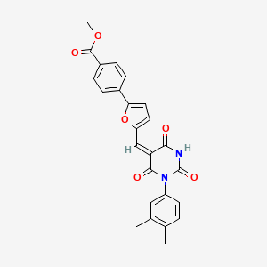 molecular formula C25H20N2O6 B5908528 methyl 4-(5-{(E)-[1-(3,4-dimethylphenyl)-2,4,6-trioxotetrahydropyrimidin-5(2H)-ylidene]methyl}furan-2-yl)benzoate 