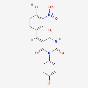 molecular formula C17H10BrN3O6 B5908664 (5E)-1-(4-bromophenyl)-5-[(4-hydroxy-3-nitrophenyl)methylidene]-1,3-diazinane-2,4,6-trione 