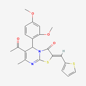molecular formula C22H20N2O4S2 B5908767 (2Z)-6-acetyl-5-(2,4-dimethoxyphenyl)-7-methyl-2-(thiophen-2-ylmethylidene)-5H-[1,3]thiazolo[3,2-a]pyrimidin-3-one 
