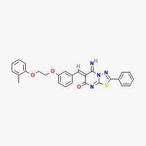 molecular formula C27H22N4O3S B5909078 (6Z)-5-imino-6-[[3-[2-(2-methylphenoxy)ethoxy]phenyl]methylidene]-2-phenyl-[1,3,4]thiadiazolo[3,2-a]pyrimidin-7-one 