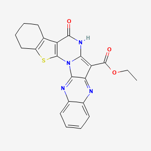 molecular formula C22H18N4O3S B5909791 ethyl 11-oxo-3-thia-1,12,16,23-tetrazahexacyclo[11.11.0.02,10.04,9.015,24.017,22]tetracosa-2(10),4(9),13,15,17,19,21,23-octaene-14-carboxylate 