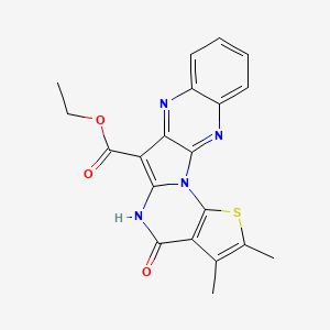 molecular formula C20H16N4O3S B5909940 ethyl 5,6-dimethyl-8-oxo-4-thia-2,9,13,20-tetrazapentacyclo[10.8.0.02,10.03,7.014,19]icosa-1(20),3(7),5,10,12,14,16,18-octaene-11-carboxylate 
