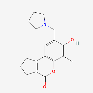 molecular formula C18H21NO3 B5910466 7-hydroxy-6-methyl-8-(pyrrolidin-1-ylmethyl)-2,3-dihydro-1H-cyclopenta[c]chromen-4-one 