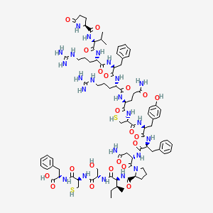 Pyroglutamyl-valyl-arginyl-phenylalanyl-arginyl-glutaminyl-cysteinyl-tyrosyl-phenylalanyl-asparaginyl-prolyl-isoleucyl-seryl-cysteinyl-phenylalanine