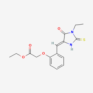 molecular formula C16H18N2O4S B5910995 ETHYL 2-(2-{[(4Z)-1-ETHYL-5-OXO-2-SULFANYLIDENEIMIDAZOLIDIN-4-YLIDENE]METHYL}PHENOXY)ACETATE 
