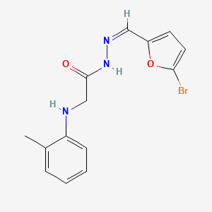 molecular formula C14H14BrN3O2 B5911077 N-[(Z)-(5-bromofuran-2-yl)methylideneamino]-2-(2-methylanilino)acetamide 