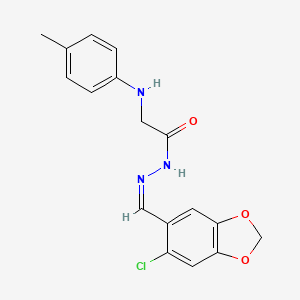 molecular formula C17H16ClN3O3 B5911117 N-[(Z)-(6-chloro-1,3-benzodioxol-5-yl)methylideneamino]-2-(4-methylanilino)acetamide 