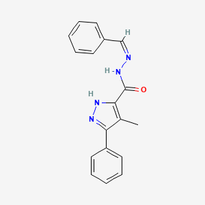 molecular formula C18H16N4O B5911176 N-[(Z)-benzylideneamino]-4-methyl-3-phenyl-1H-pyrazole-5-carboxamide 