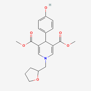 molecular formula C20H23NO6 B5911681 Dimethyl 4-(4-hydroxyphenyl)-1-(tetrahydrofuran-2-ylmethyl)-1,4-dihydropyridine-3,5-dicarboxylate 