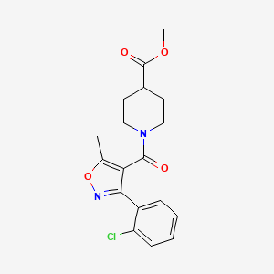 molecular formula C18H19ClN2O4 B5911735 methyl 1-[3-(2-chlorophenyl)-5-methyl-1,2-oxazole-4-carbonyl]piperidine-4-carboxylate 