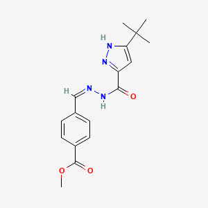 molecular formula C17H20N4O3 B5911762 Methyl 4-[(Z)-{[(3-tert-butyl-1H-pyrazol-5-YL)formamido]imino}methyl]benzoate 