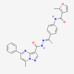 molecular formula C28H24N6O3 B5912488 2-METHYL-N~3~-[4-(1-{(E)-2-[(7-METHYL-5-PHENYLPYRAZOLO[1,5-A]PYRIMIDIN-3-YL)CARBONYL]HYDRAZONO}ETHYL)PHENYL]-3-FURAMIDE 