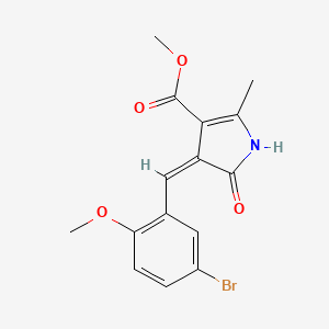 molecular formula C15H14BrNO4 B5912590 METHYL 3-[(Z)-1-(5-BROMO-2-METHOXYPHENYL)METHYLIDENE]-5-METHYL-2-OXO-1,2-DIHYDRO-3H-PYRROLE-4-CARBOXYLATE 