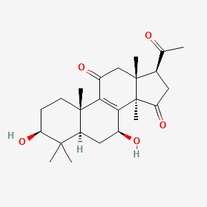molecular formula C24H34O5 B591281 (3S,5R,7S,10S,13R,17S)-17-acetyl-3,7-dihydroxy-4,4,10,13,14-pentamethyl-2,3,5,6,7,12,16,17-octahydro-1H-cyclopenta[a]phenanthrene-11,15-dione CAS No. 97653-92-4