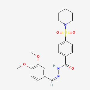 molecular formula C21H25N3O5S B5912815 N-[(Z)-(3,4-dimethoxyphenyl)methylideneamino]-4-piperidin-1-ylsulfonylbenzamide 