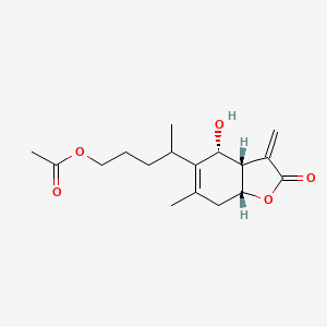 molecular formula C17H24O5 B591291 4-[(3aS,4R,7aR)-4-hydroxy-6-methyl-3-methylidene-2-oxo-3a,4,7,7a-tetrahydro-1-benzofuran-5-yl]pentyl acetate CAS No. 681457-46-5