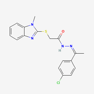 molecular formula C18H17ClN4OS B5912913 N'-[(1Z)-1-(4-CHLOROPHENYL)ETHYLIDENE]-2-[(1-METHYL-1H-1,3-BENZODIAZOL-2-YL)SULFANYL]ACETOHYDRAZIDE 