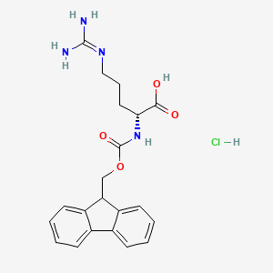 molecular formula C21H25ClN4O4 B591301 (2R)-5-(diaminomethylideneamino)-2-(9H-fluoren-9-ylmethoxycarbonylamino)pentanoic acid;hydrochloride CAS No. 214852-44-5