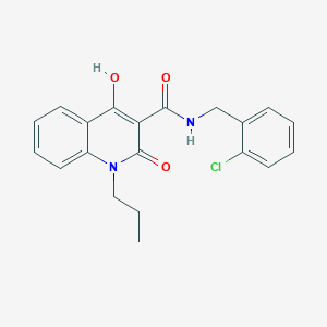 molecular formula C20H19ClN2O3 B5913586 N-[(2-chlorophenyl)methyl]-4-hydroxy-2-oxo-1-propyl-1,2-dihydroquinoline-3-carboxamide 