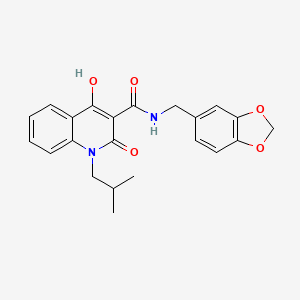 molecular formula C22H22N2O5 B5913605 N-(2H-1,3-Benzodioxol-5-ylmethyl)-4-hydroxy-1-(2-methylpropyl)-2-oxo-1,2-dihydroquinoline-3-carboxamide 