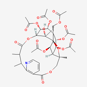 [(1S,3R,17S,18R,19R,20R,21S,22R,23R,24R,25S)-18,19,21,22,24-pentaacetyloxy-25-hydroxy-3,13,14,25-tetramethyl-6,15-dioxo-2,5,16-trioxa-11-azapentacyclo[15.7.1.01,20.03,23.07,12]pentacosa-7(12),8,10-trien-20-yl]methyl acetate
