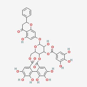 molecular formula C42H32O21 B591415 [3,4,5,12,21,22,23-Heptahydroxy-13-[(5-hydroxy-4-oxo-2-phenyl-2,3-dihydrochromen-7-yl)oxy]-8,18-dioxo-9,14,17-trioxatetracyclo[17.4.0.02,7.010,15]tricosa-1(23),2,4,6,19,21-hexaen-11-yl] 3,4,5-trihydroxybenzoate CAS No. 205370-59-8
