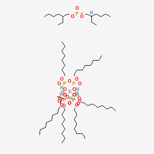 molecular formula C67H150O25P7Ti+ B591416 Titanate(3-), (P,P-dioctyl diphosphato(2-)-O'')bis(P,P-dioctyl diphosphato(2-)-O'',O'''')(2-propanolato)-, trihydrogen, compd. with bis(2-ethylhexyl) phosphonate (1:1) CAS No. 128439-96-3
