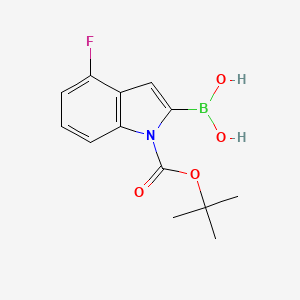 molecular formula C13H15BFNO4 B591460 (1-(tert-Butoxycarbonyl)-4-fluoro-1H-indol-2-yl)boronic acid CAS No. 1000068-25-6