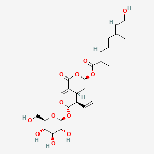 molecular formula C26H36O12 B591461 [(3R,4aS,5R,6S)-5-ethenyl-1-oxo-6-[(2S,3R,4S,5S,6R)-3,4,5-trihydroxy-6-(hydroxymethyl)oxan-2-yl]oxy-4,4a,5,6-tetrahydro-3H-pyrano[3,4-c]pyran-3-yl] (2E,6E)-8-hydroxy-2,6-dimethylocta-2,6-dienoate CAS No. 135681-06-0