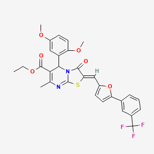 molecular formula C30H25F3N2O6S B5914885 ethyl (2Z)-5-(2,5-dimethoxyphenyl)-7-methyl-3-oxo-2-[[5-[3-(trifluoromethyl)phenyl]furan-2-yl]methylidene]-5H-[1,3]thiazolo[3,2-a]pyrimidine-6-carboxylate 