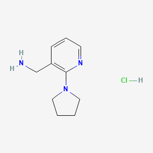 molecular formula C10H16ClN3 B591510 (2-(Pyrrolidin-1-yl)pyridin-3-yl)methanamine hydrochloride CAS No. 1588441-33-1