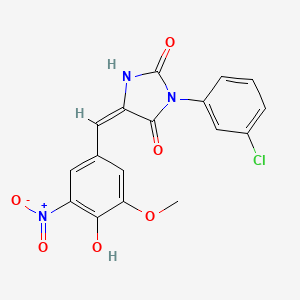 molecular formula C17H12ClN3O6 B5915219 (5E)-3-(3-chlorophenyl)-5-[(4-hydroxy-3-methoxy-5-nitrophenyl)methylidene]imidazolidine-2,4-dione 