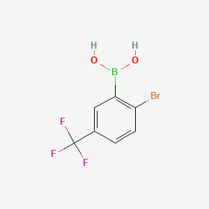 molecular formula C7H5BBrF3O2 B591538 (2-Bromo-5-(trifluoromethyl)phenyl)boronic acid CAS No. 957034-38-7